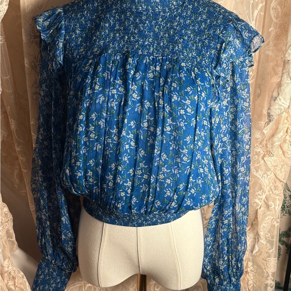 Free People Blue and White Floral Blouse - Picture 1 of 4